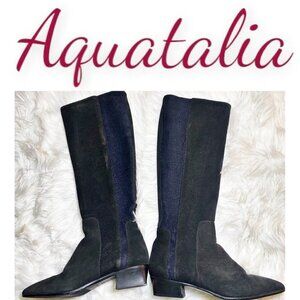 AQUATALIA Federica Black Suede Stretchy Knee Boot, Size 6.5‎